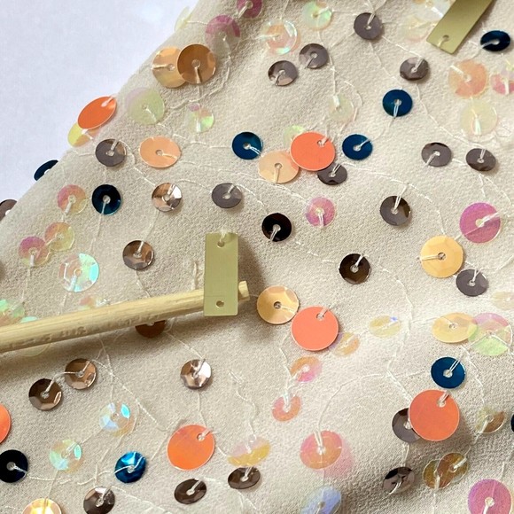 Express Tank Top Womens Small Cream with Multicolor Sequins Front Lined READ - Picture 5 of 12